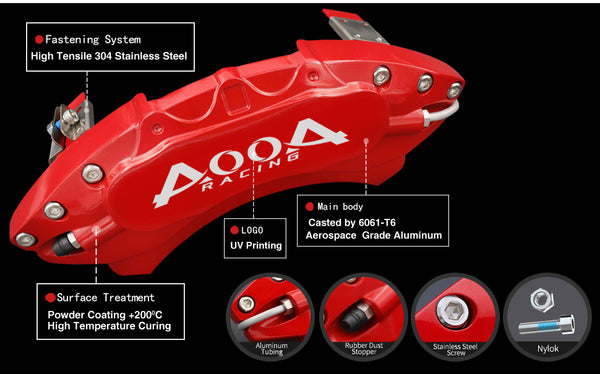 AOOA Caliper Covers Brake Aluminum Caliper Covers Fits Tesla Cybertruck 2024-2025 (Set of 4)